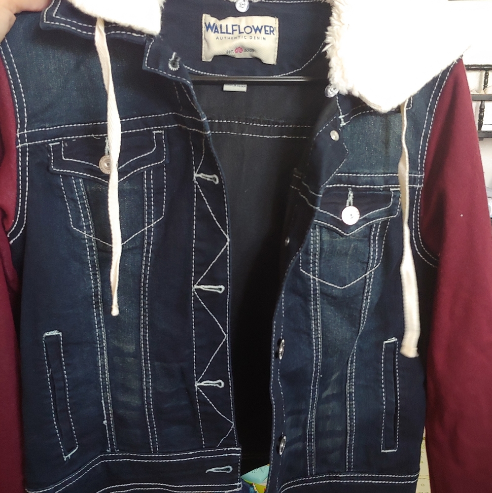 Beautiful lined Jean jacket with hood